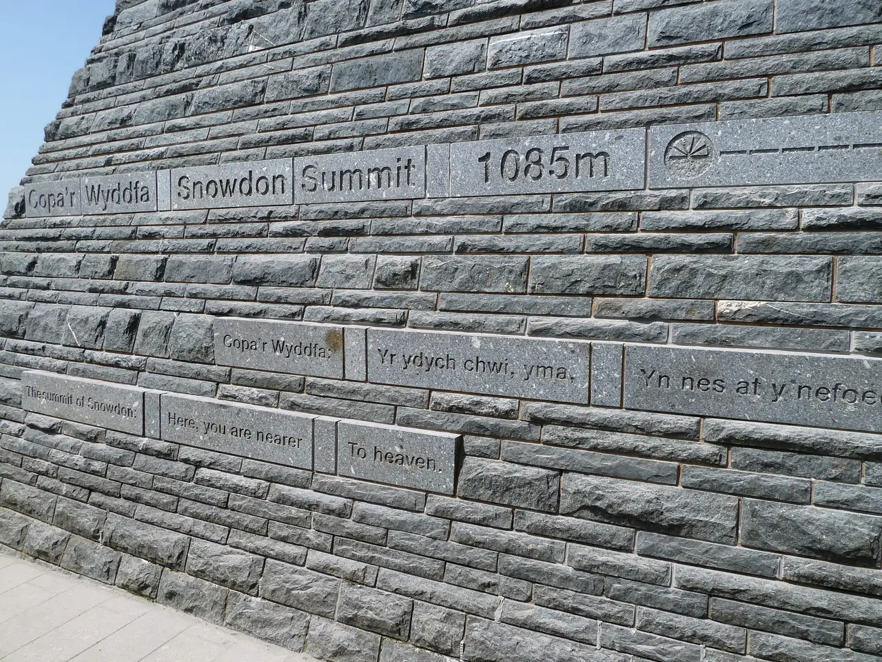 Lettering on the wall of Hafod Eryri, the summit building